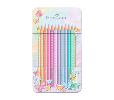 Caixa metal c/ 12 Lápis de cor Pastel SPARKLE FABER-CASTELL art.20 19 10